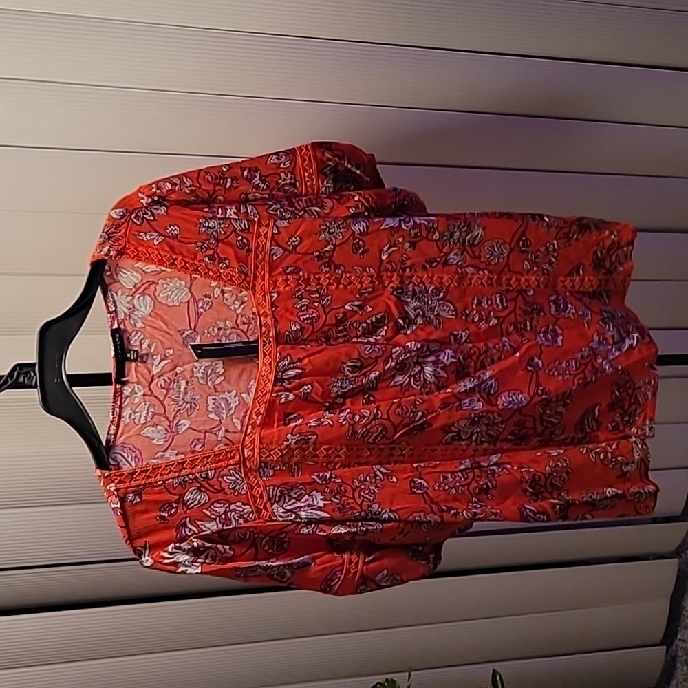 Adrienne Vittadini Orange Boho Top XL